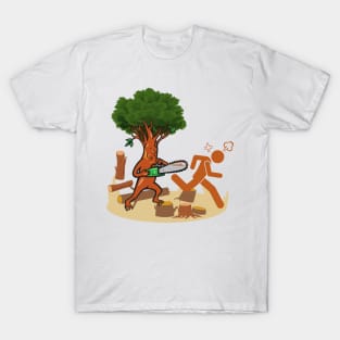 Tree vs Lumberjack T-shirt Funny Humor Woodland Axe Plaid Flannel Nature Beard Tee Shirt Eco Forest Green Giving Tree T-Shirt